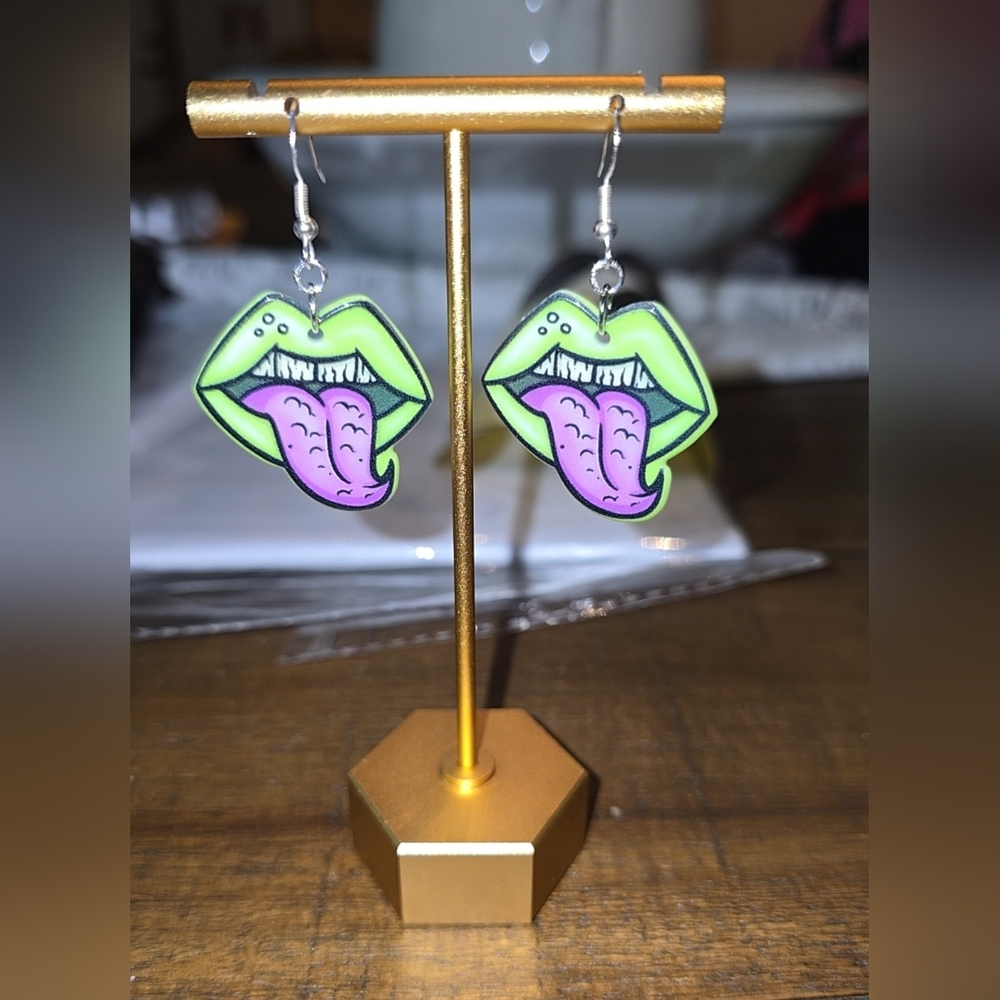 Acrylic Zombie Baddie Mouth Earrings